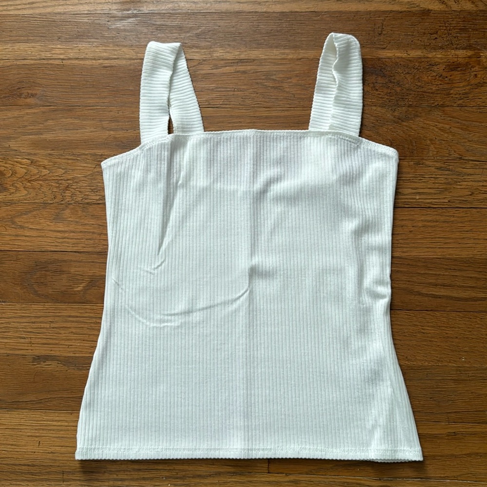 Reformation White Ribbed Tank Top